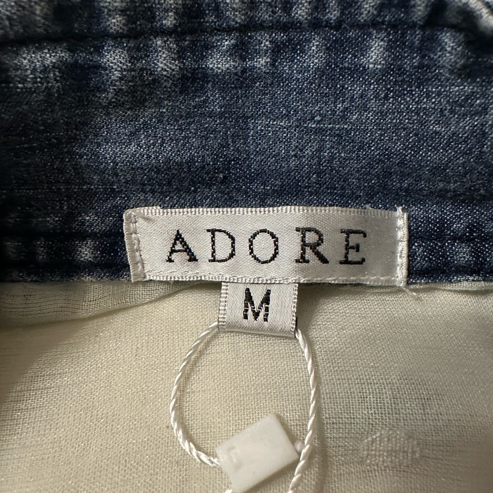 Adore Blue Embroidered Mixed Media Jean Jacket - NWT - Size M oversized - Picture 9 of 14